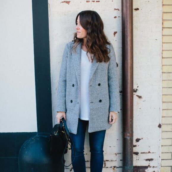 Madewell || Gray Herringbone Blazer Jacket - Picture 2 of 12